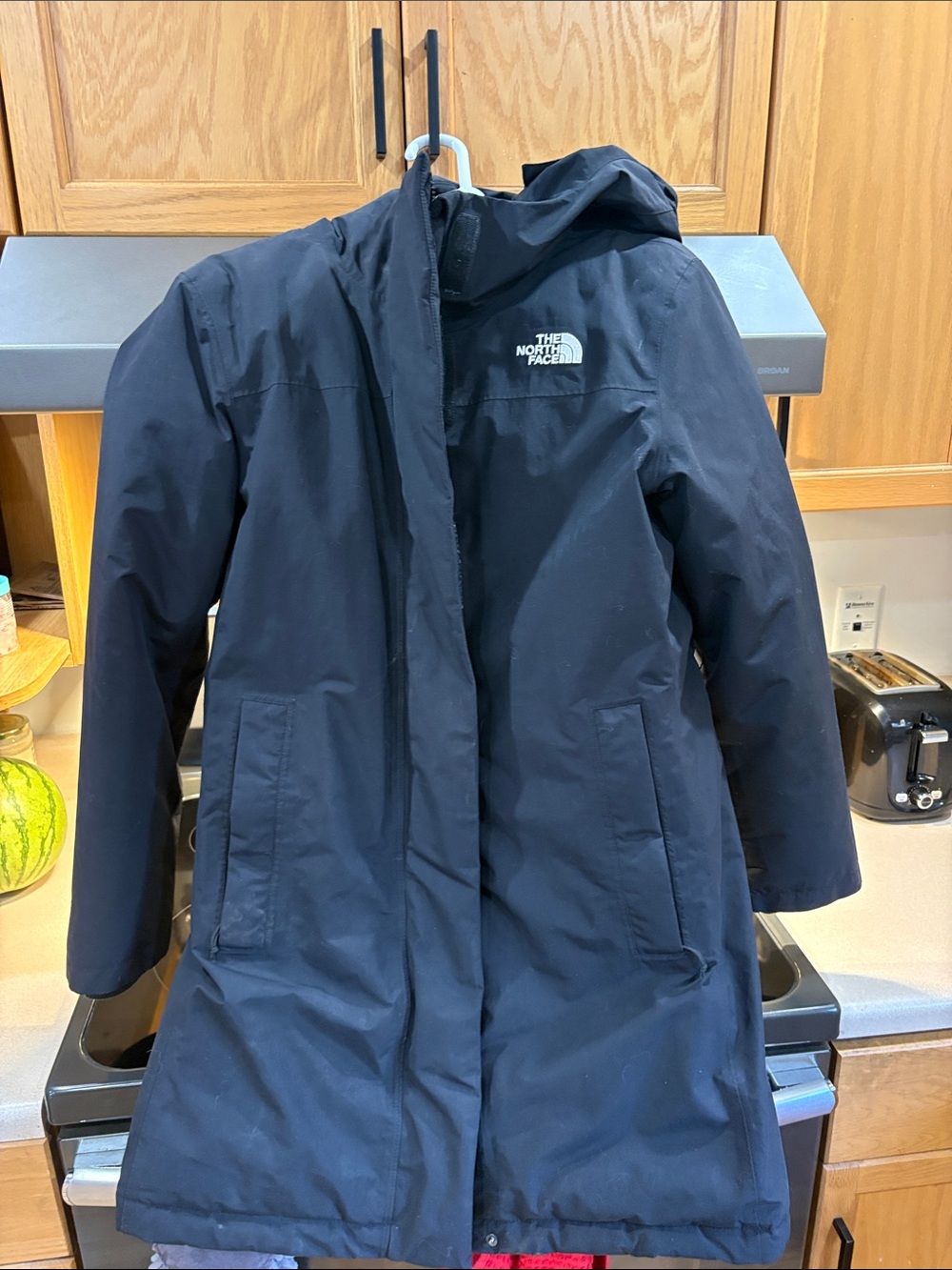The North Face black Hooded Long Coat